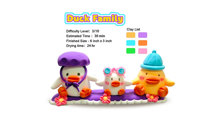 Duck Family CoolorCat Air Dry Clay Step by Step Tutorial